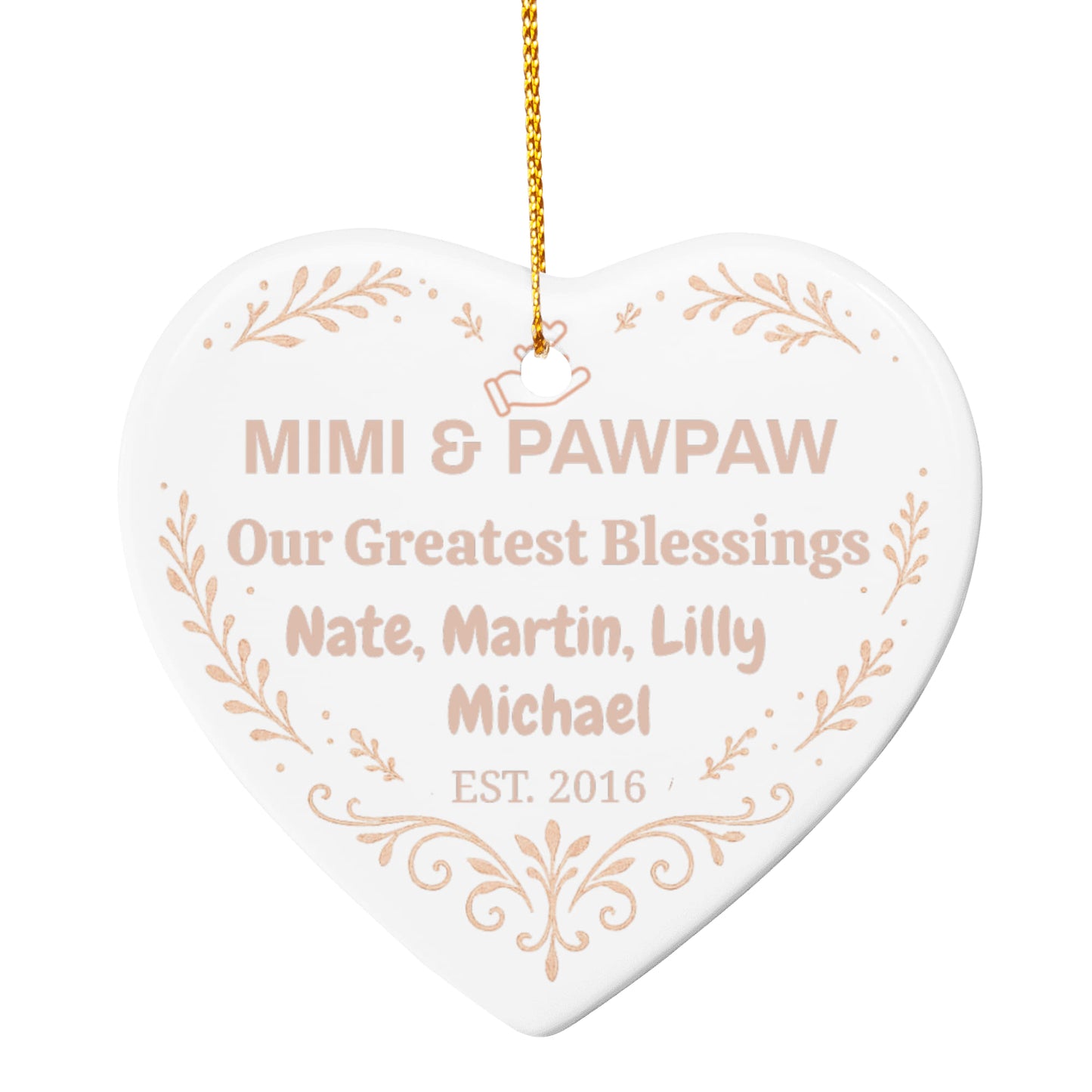 Personalized Ceramic Heart Ornament, Our Greatest Blessings