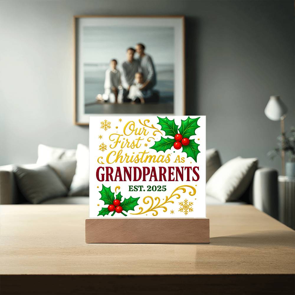 First Christmas as Grandparents 2025 - Premium LED Acrylic Display Plaque