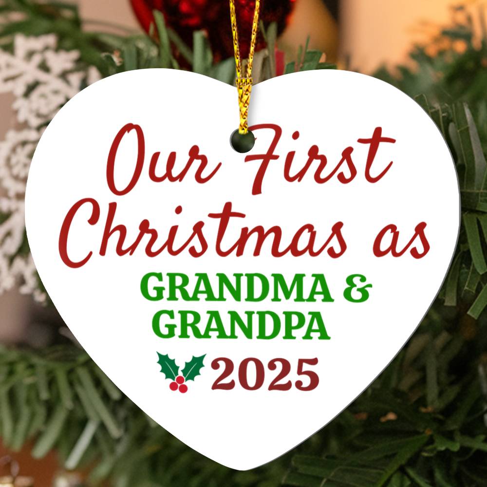 ✨ Our First Christmas as Grandparents Personalized High Gloss Heart Ornament
