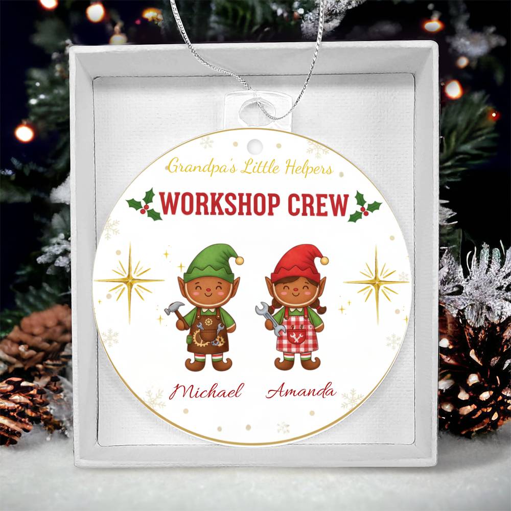 Grandpa's Little Helpers Workshop Crew - Personalized Christmas Ornament