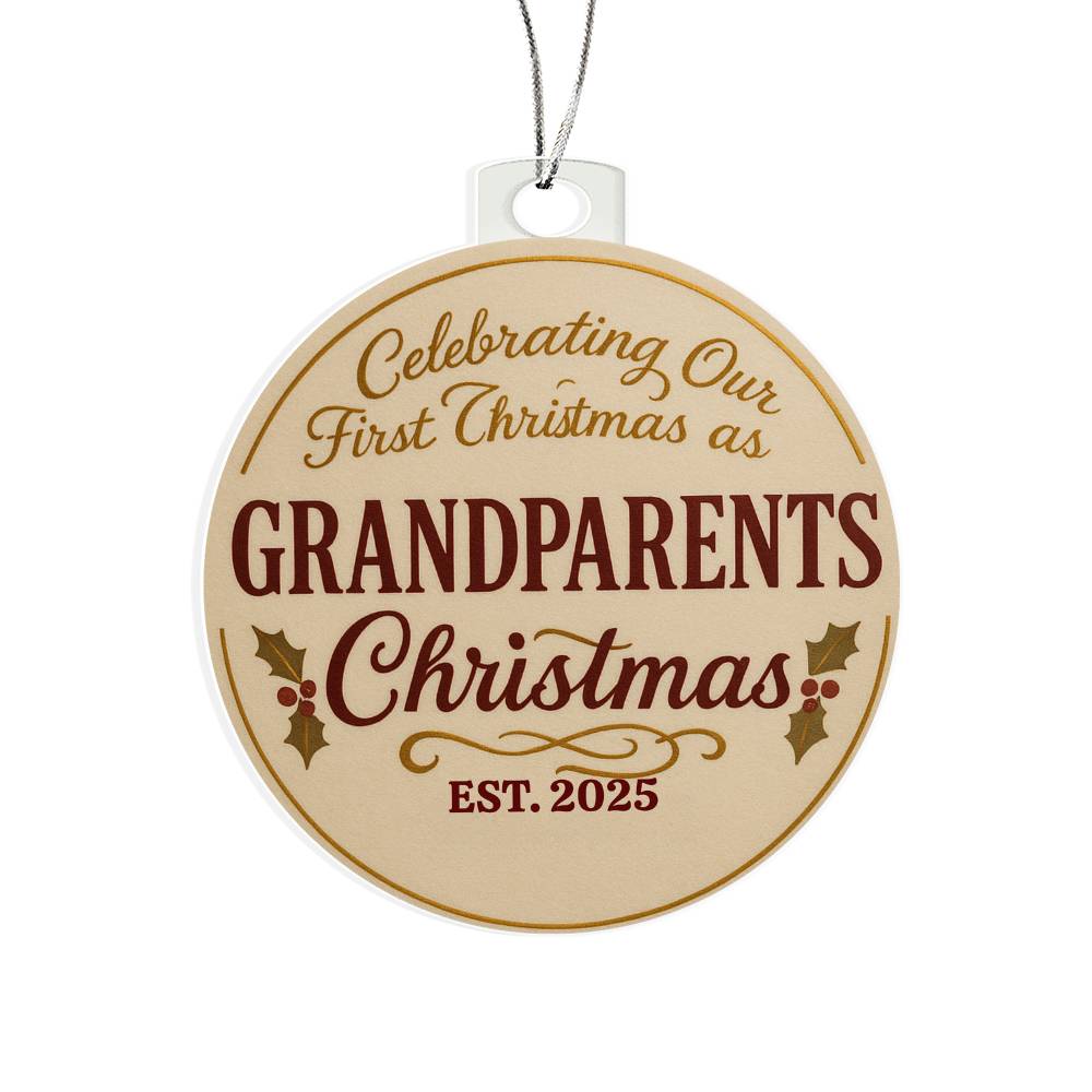 "Our First Christmas as Grandparents 2025 Keepsake Ornament - Personalized Wood Christmas Tree Decoration - New Grandparent Gift"