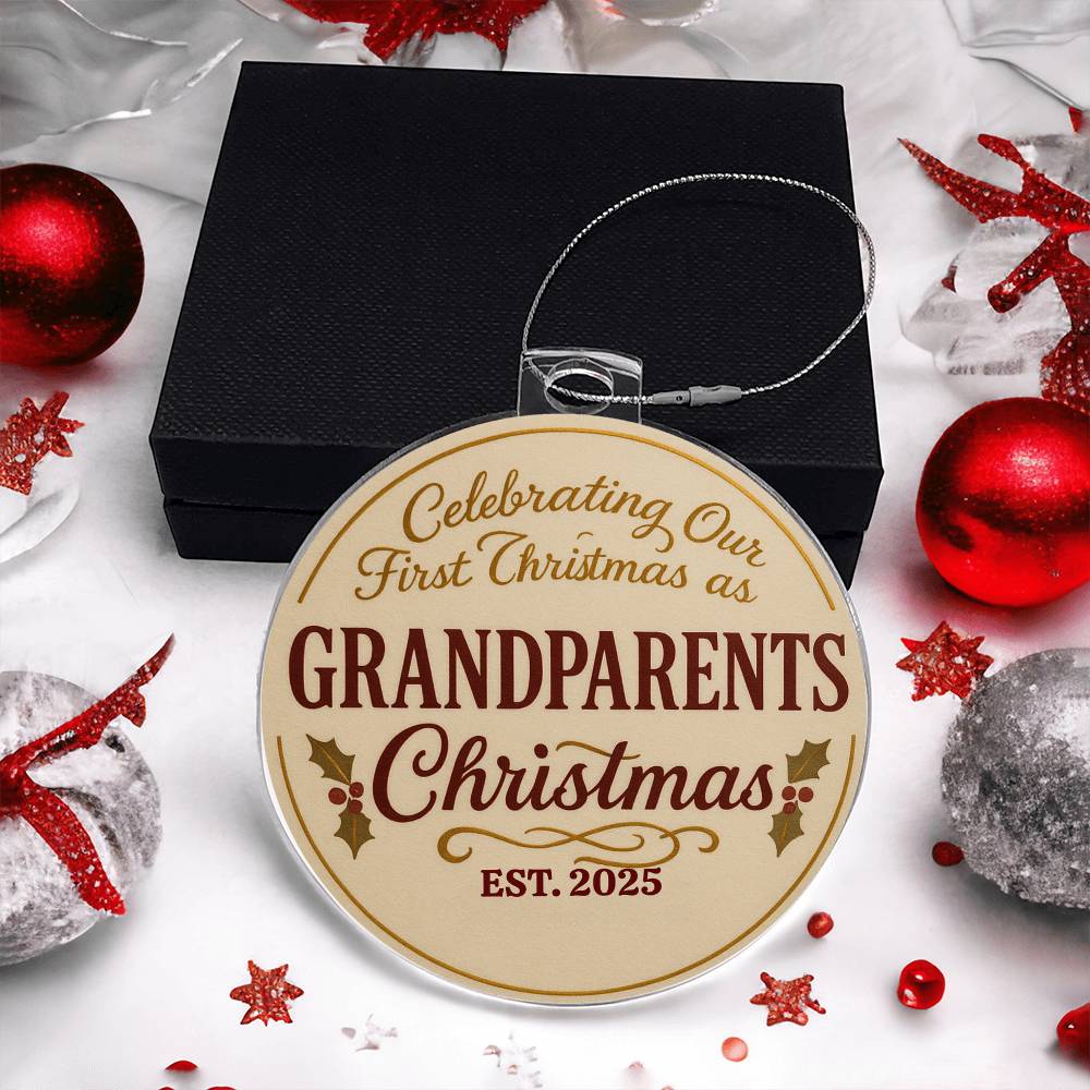 "Our First Christmas as Grandparents 2025 Keepsake Ornament - Personalized Wood Christmas Tree Decoration - New Grandparent Gift"