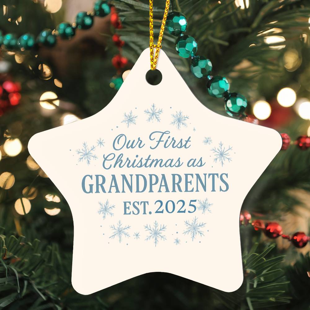 Grandparents First Christmas Personalized High Gloss Star Ornament