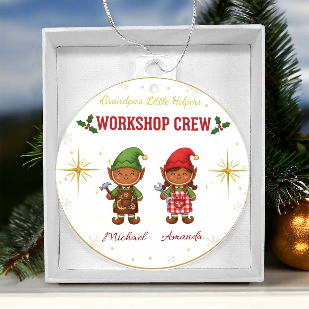 Grandpa's Little Helpers Workshop Crew - Personalized Christmas Ornament
