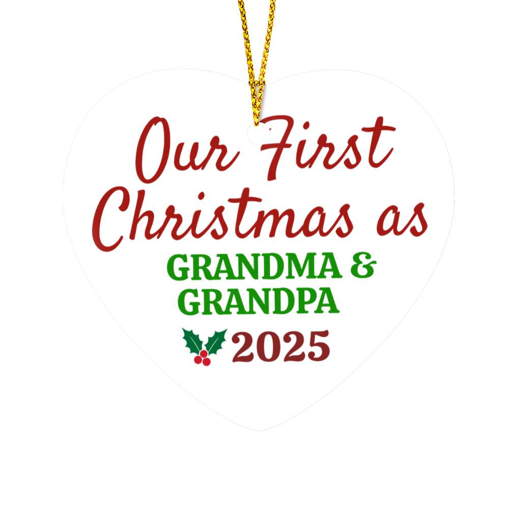 ✨ Our First Christmas as Grandparents Personalized High Gloss Heart Ornament