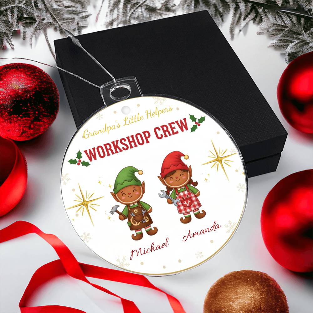 Grandpa's Little Helpers Workshop Crew - Personalized Christmas Ornament