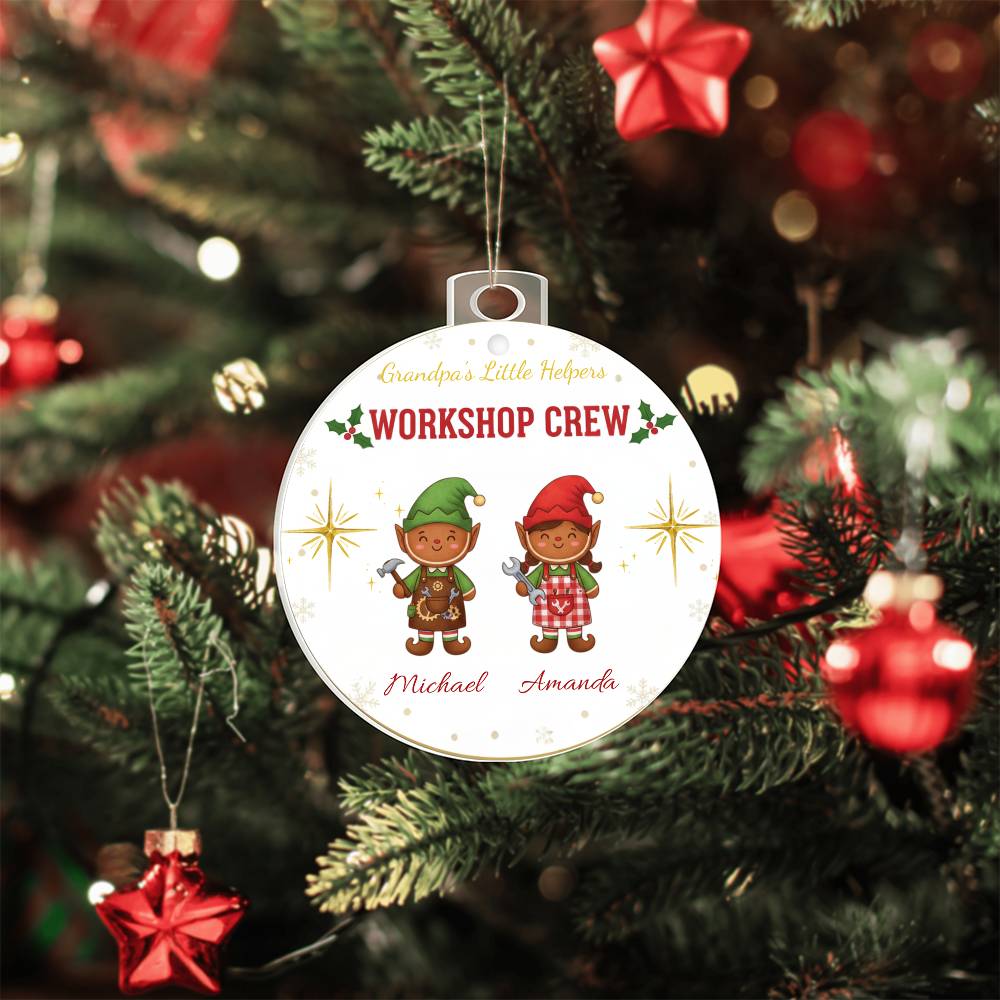 Grandpa's Little Helpers Workshop Crew - Personalized Christmas Ornament