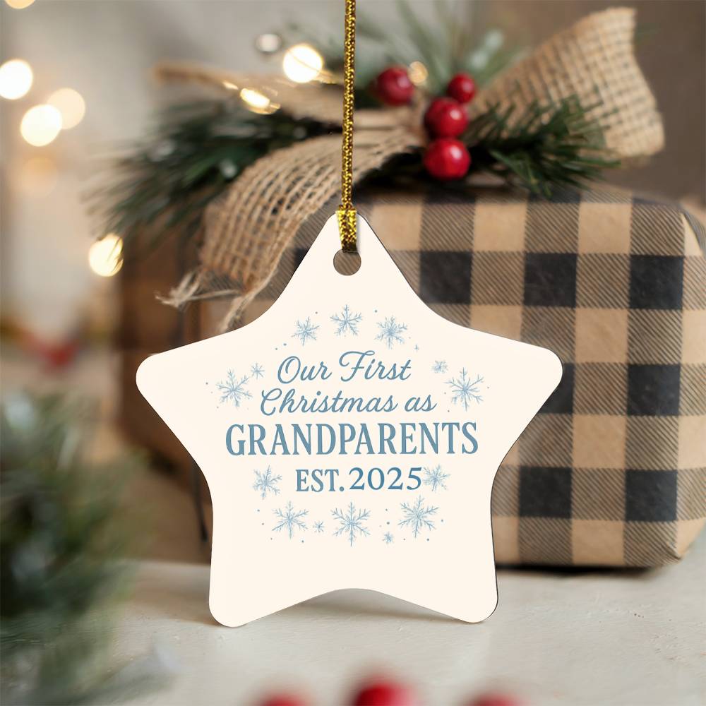 Grandparents First Christmas Personalized High Gloss Star Ornament