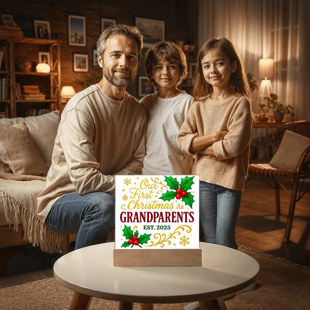 First Christmas as Grandparents 2025 - Premium LED Acrylic Display Plaque