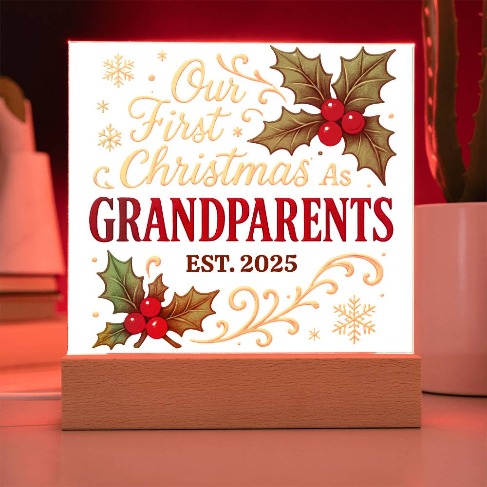 First Christmas as Grandparents 2025 - Premium LED Acrylic Display Plaque