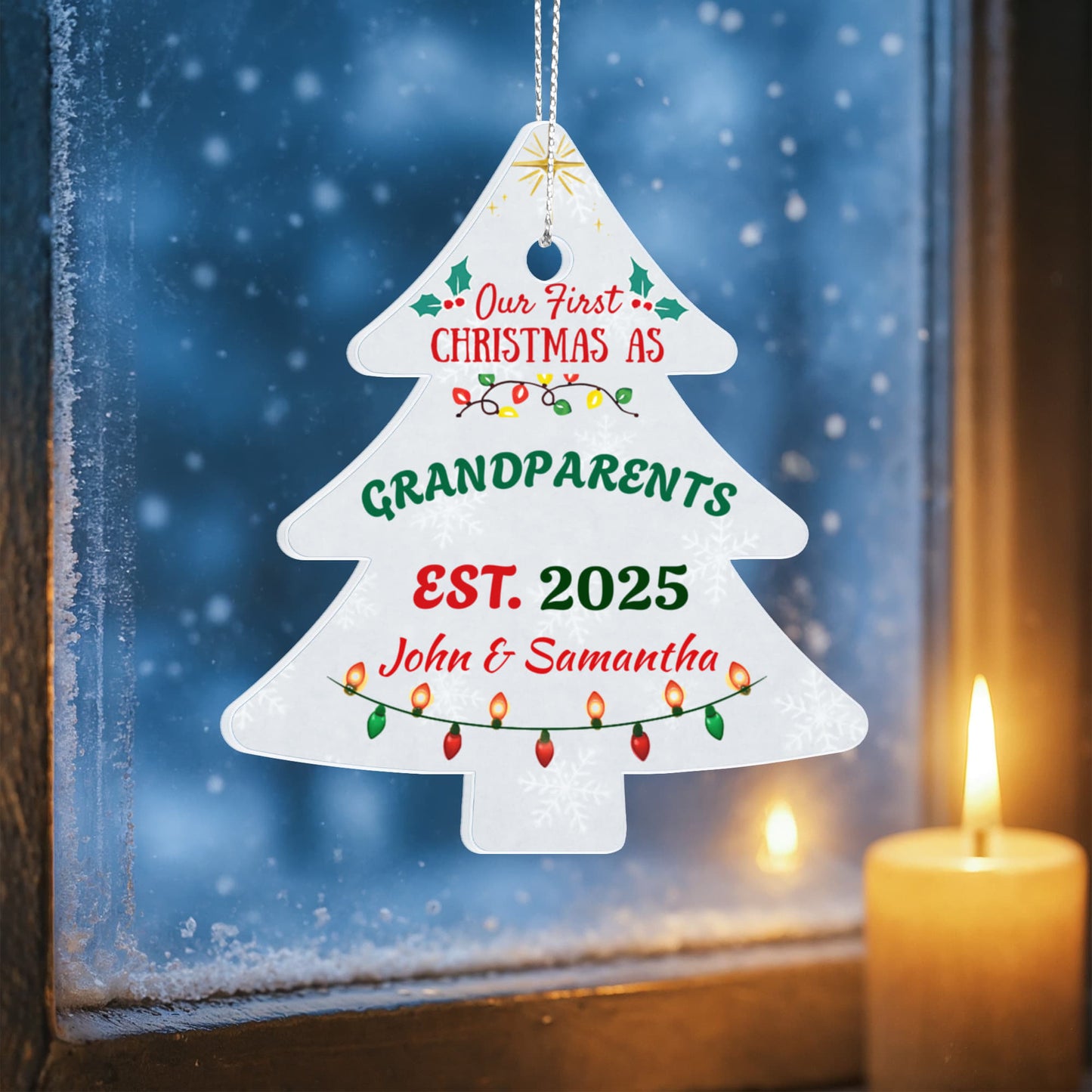 Personalized "Our First Christmas as Grandparents" Tree Ornament - Custom Names & Year