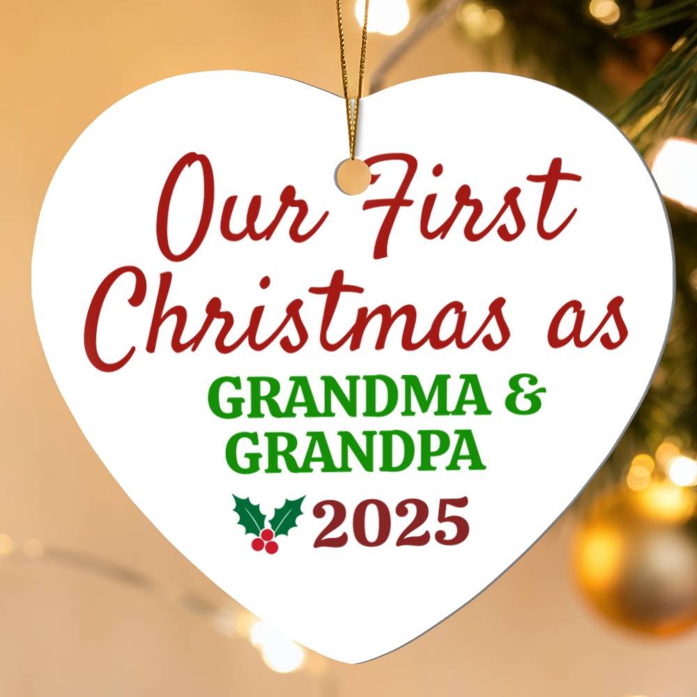 ✨ Our First Christmas as Grandparents Personalized High Gloss Heart Ornament