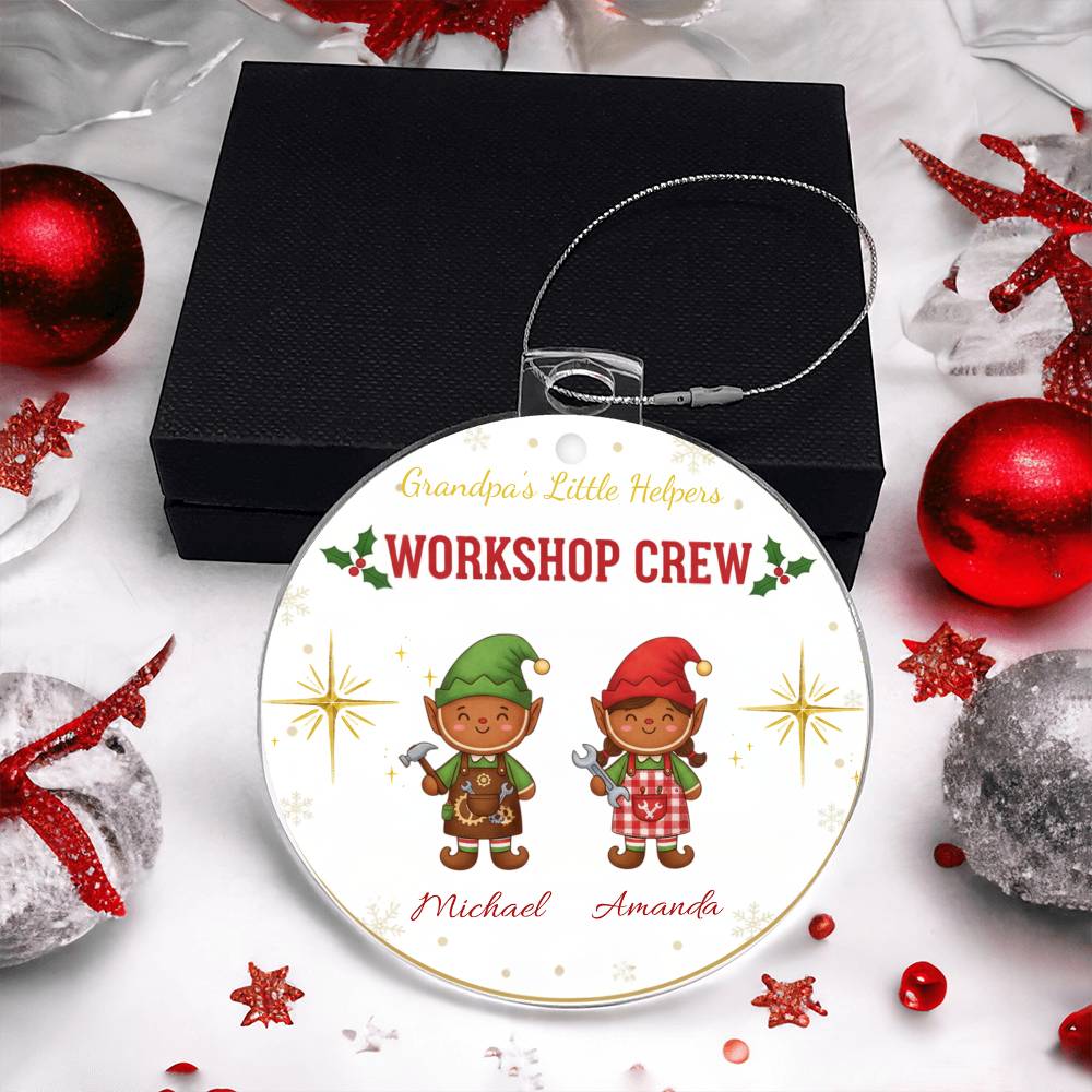 Grandpa's Little Helpers Workshop Crew - Personalized Christmas Ornament