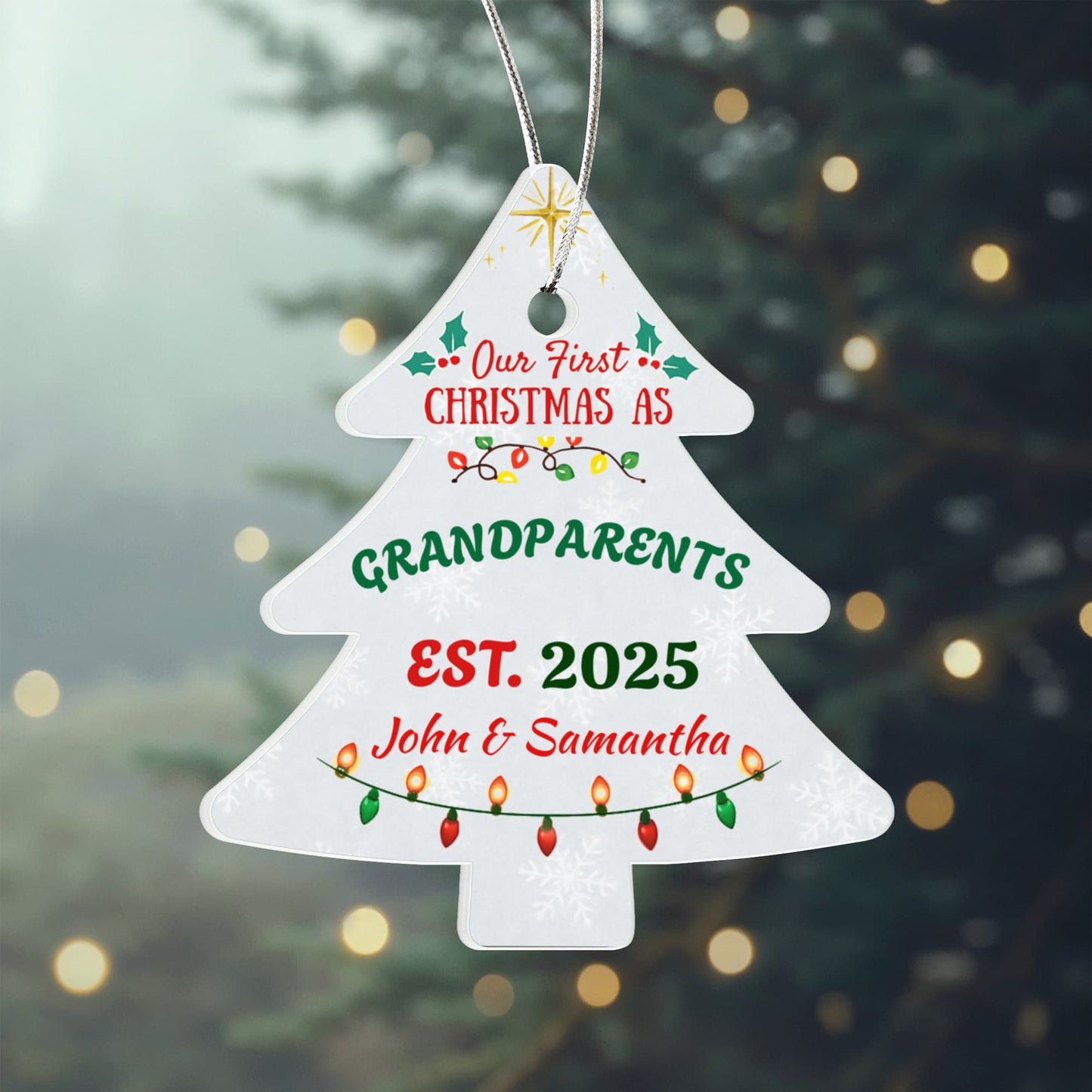Personalized "Our First Christmas as Grandparents" Tree Ornament - Custom Names & Year