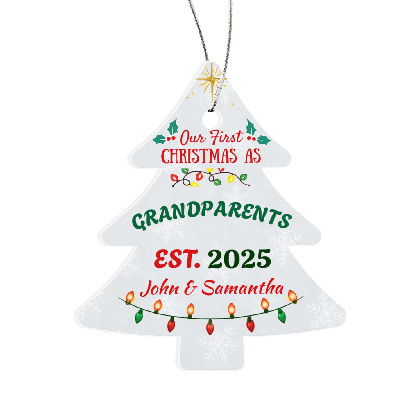 Personalized "Our First Christmas as Grandparents" Tree Ornament - Custom Names & Year