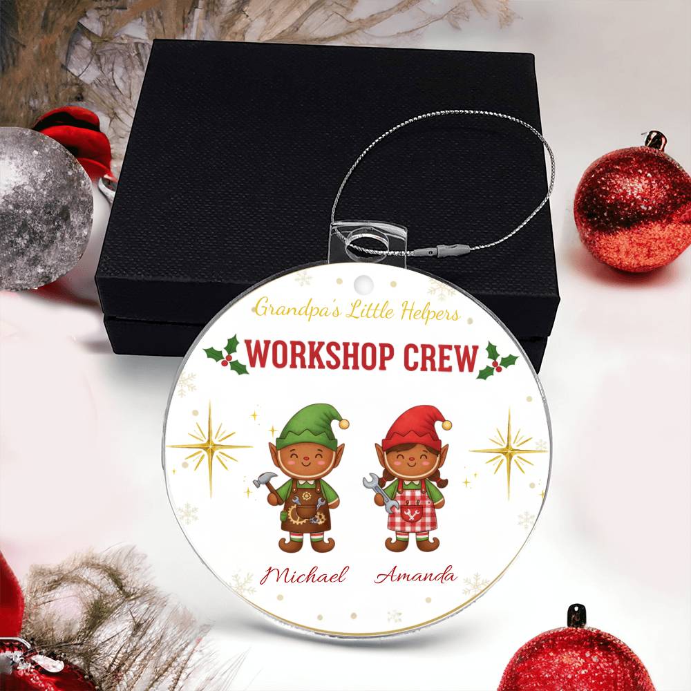 Grandpa's Little Helpers Workshop Crew - Personalized Christmas Ornament