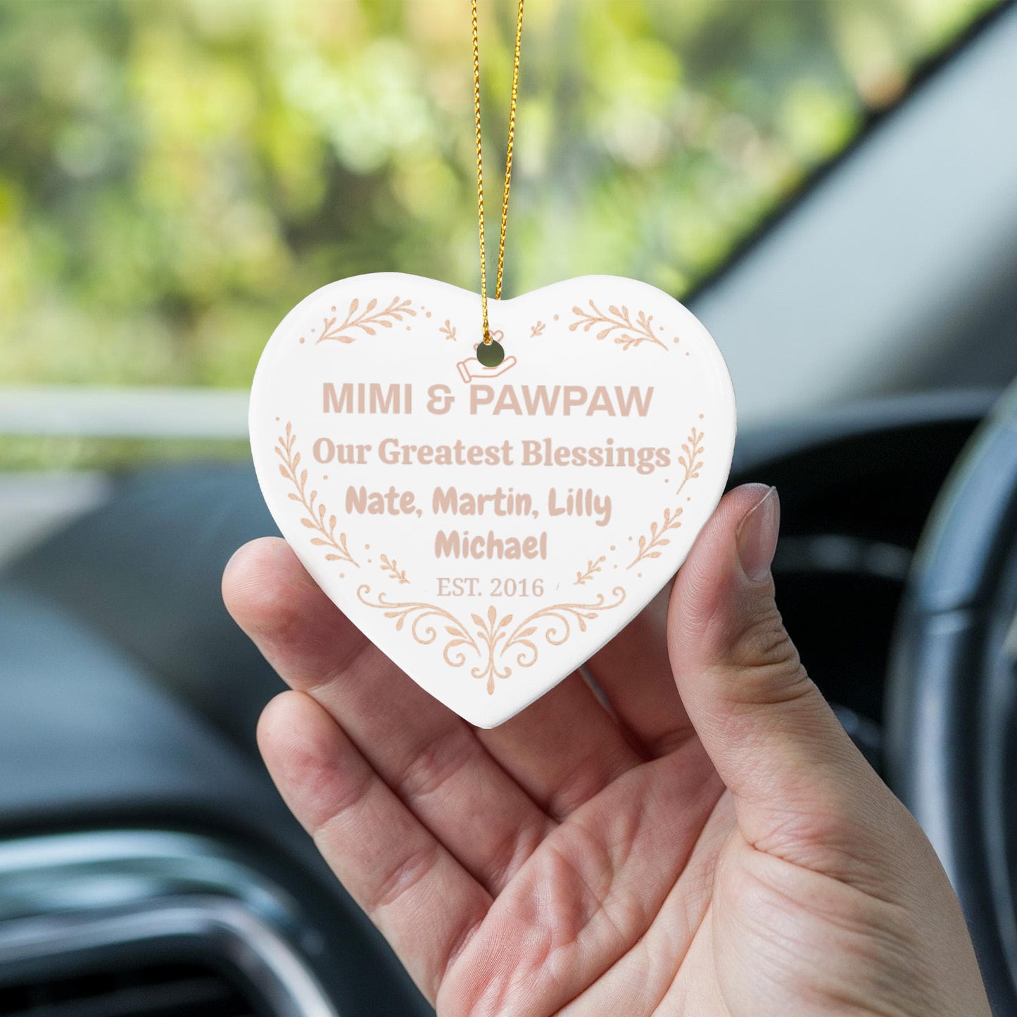 Personalized Ceramic Heart Ornament, Our Greatest Blessings