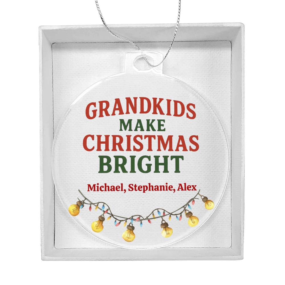 Personalized Acrylic Ornament Plaque, Grandkids Make Christmas Bright
