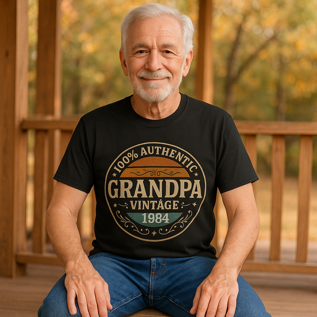 Authentic Grandpa T-Shirt – Vintage Style Personalized with Name & Year