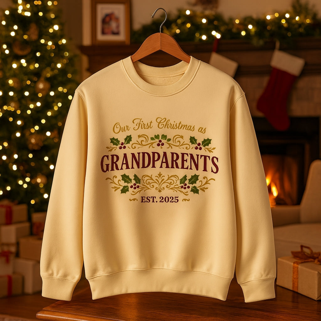 First Christmas as Grandparents 2025 - Premium Memory Sweatshirt