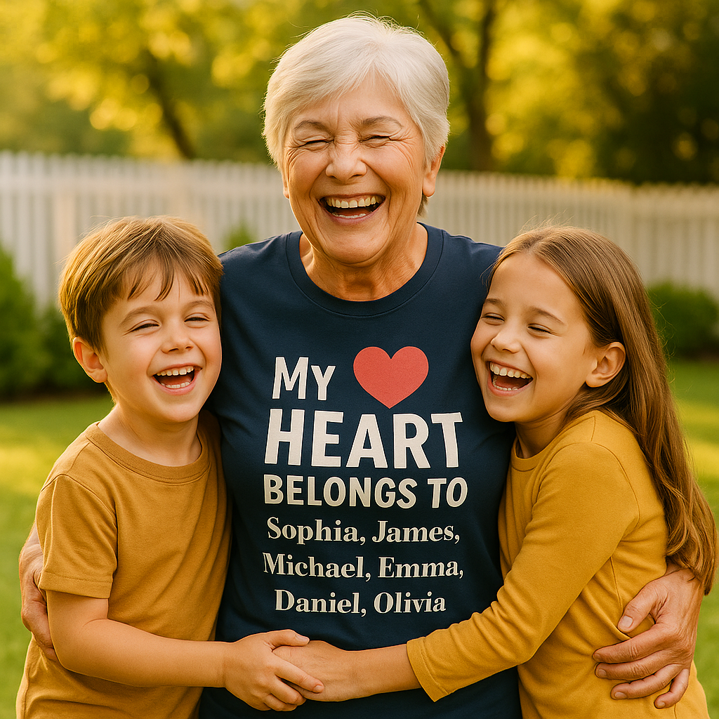 My Heart Belongs to Grandparent T-Shirt – Personalized Title & Grandkids Names