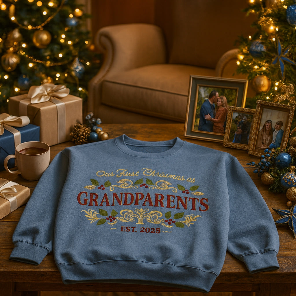 First Christmas as Grandparents 2025 - Premium Memory Sweatshirt
