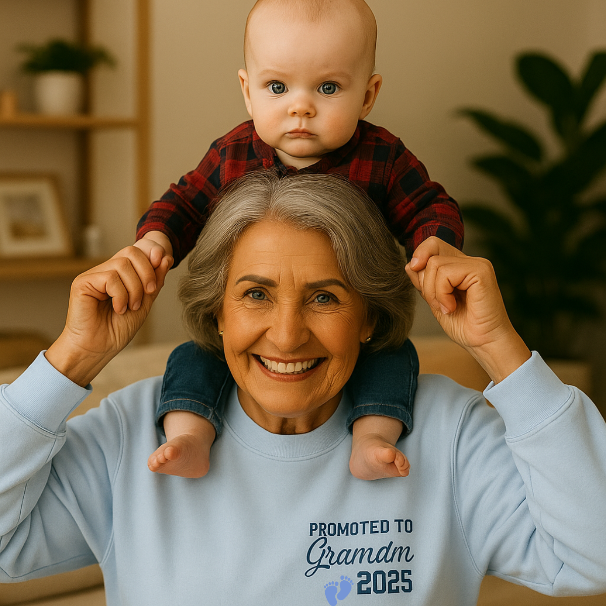 Promoted to Grandma 2025 Embroidered Design Sweatshirt ā Pregnancy Reveal Gift for Future Grandmas