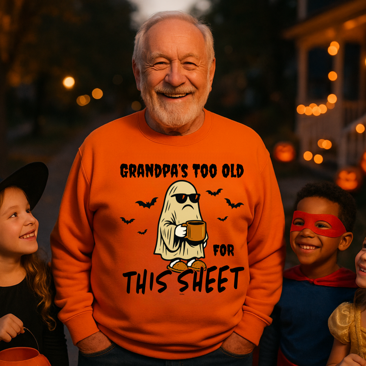 Funny Halloween Grandpa Sweatshirt, Unisex Crewneck, Ghost Design, Perfect for Fall, Halloween Costume, Family Gatherings