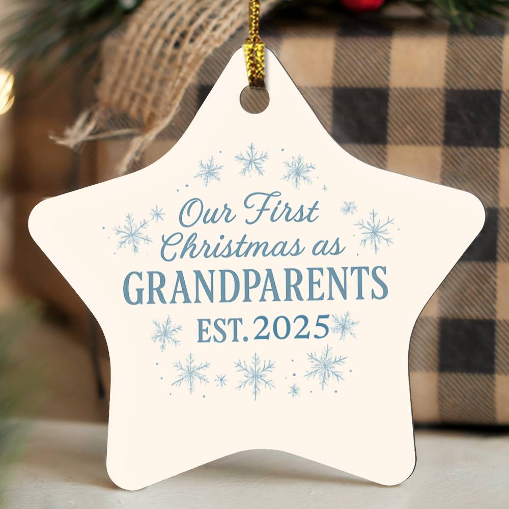Grandparents First Christmas Personalized High Gloss Star Ornament