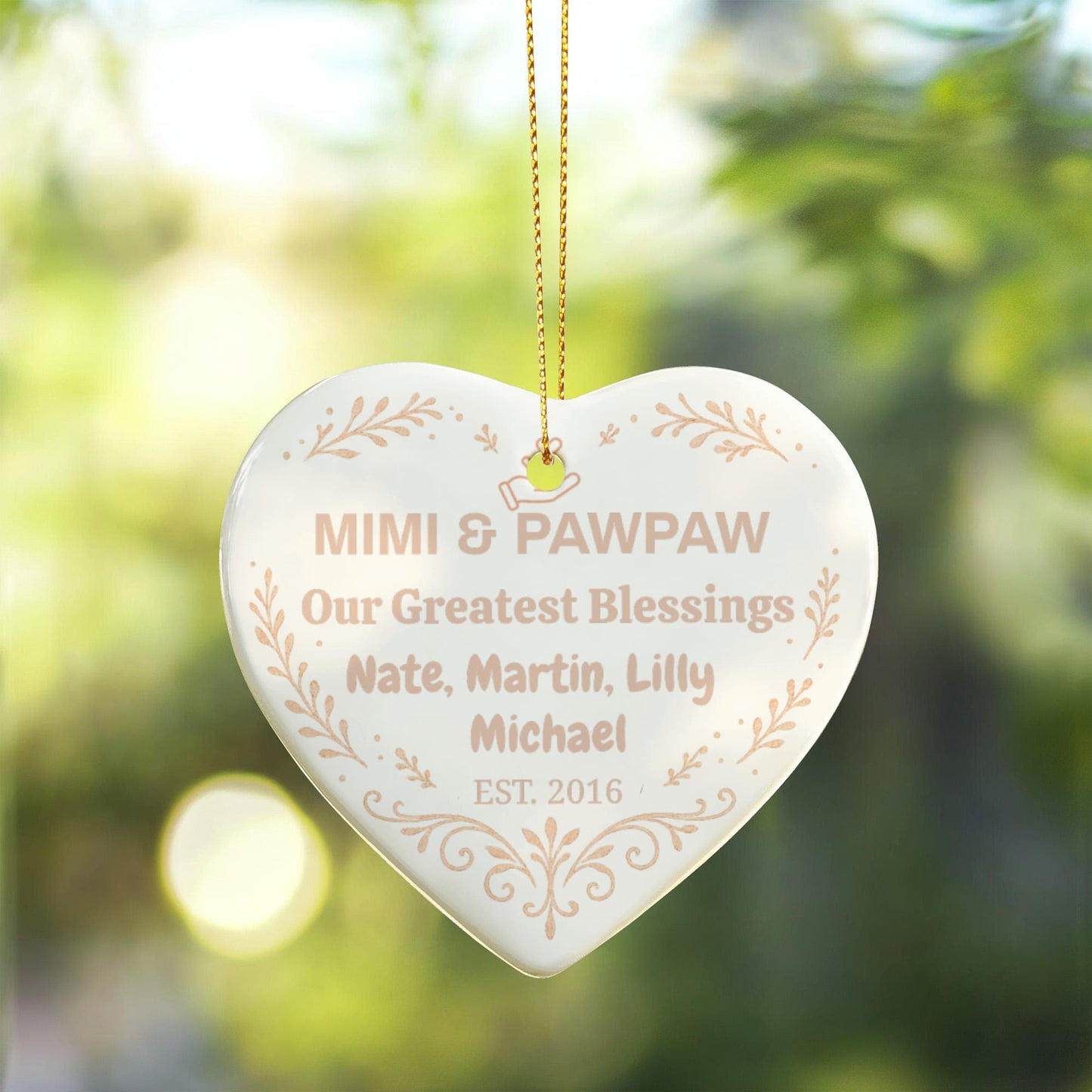 Personalized Ceramic Heart Ornament, Our Greatest Blessings