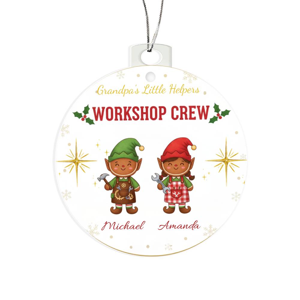 Grandpa's Little Helpers Workshop Crew - Personalized Christmas Ornament