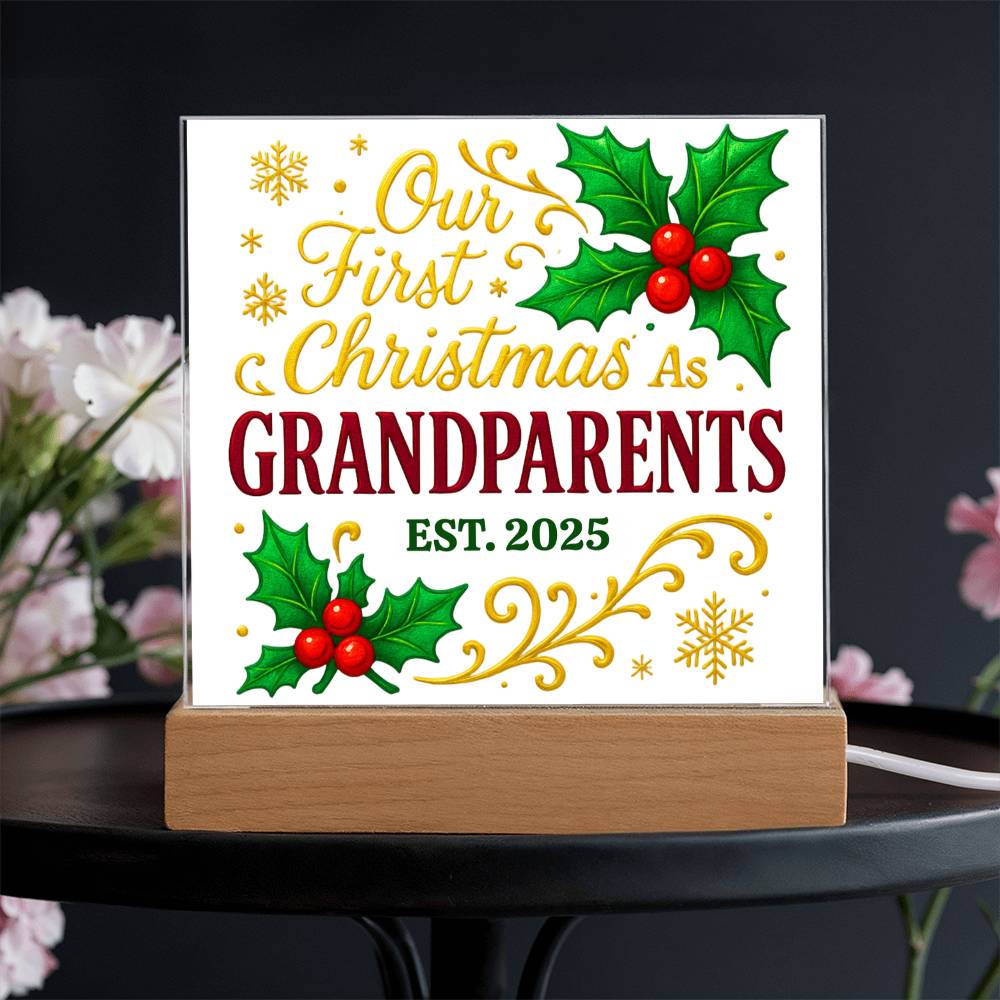 First Christmas as Grandparents 2025 - Premium LED Acrylic Display Plaque