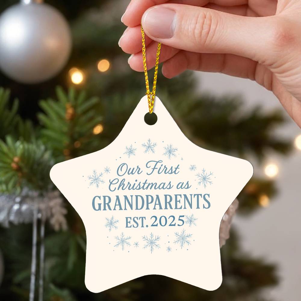 Grandparents First Christmas Personalized High Gloss Star Ornament