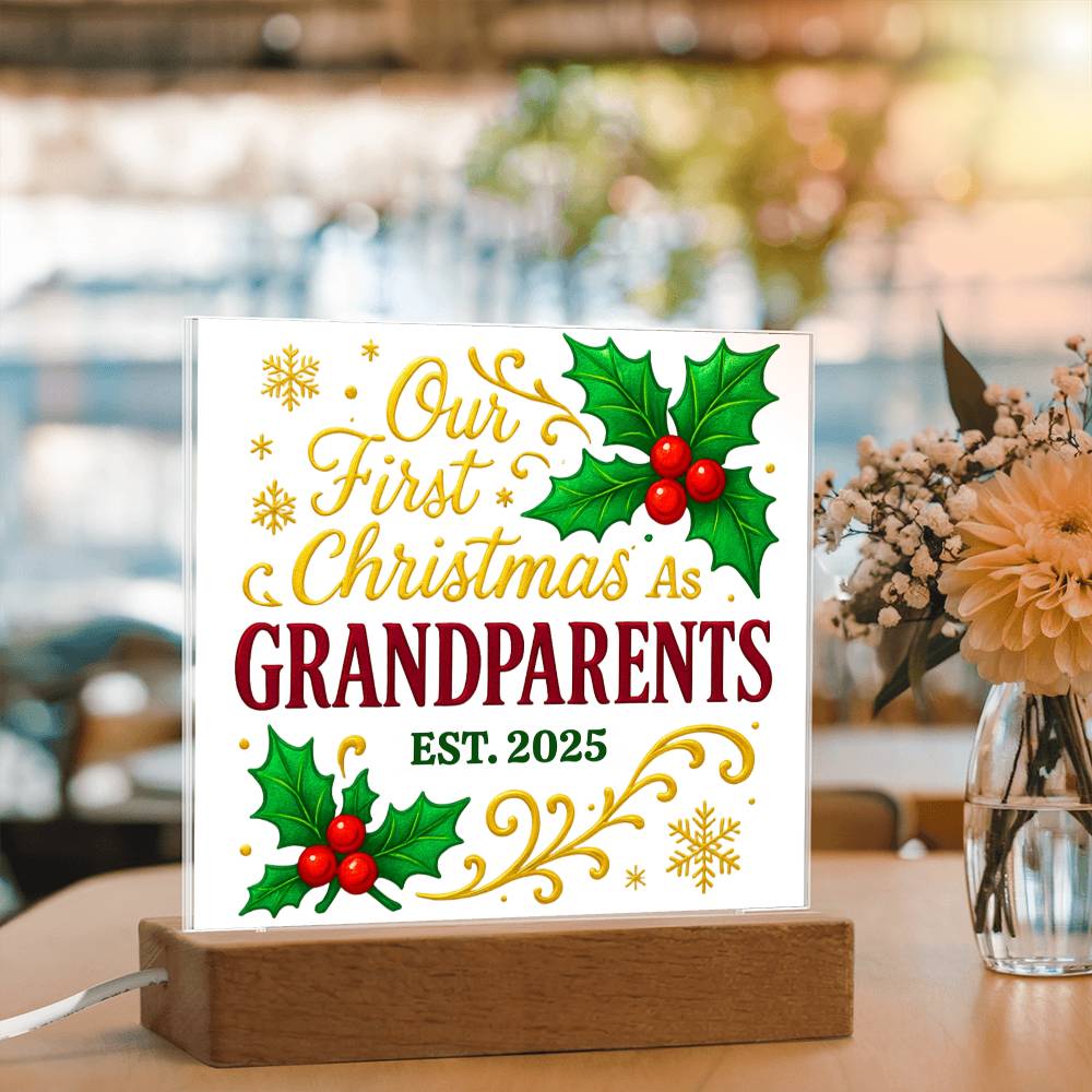 First Christmas as Grandparents 2025 - Premium LED Acrylic Display Plaque
