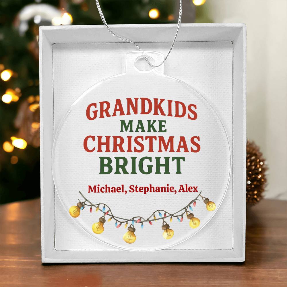 Personalized Acrylic Ornament Plaque, Grandkids Make Christmas Bright
