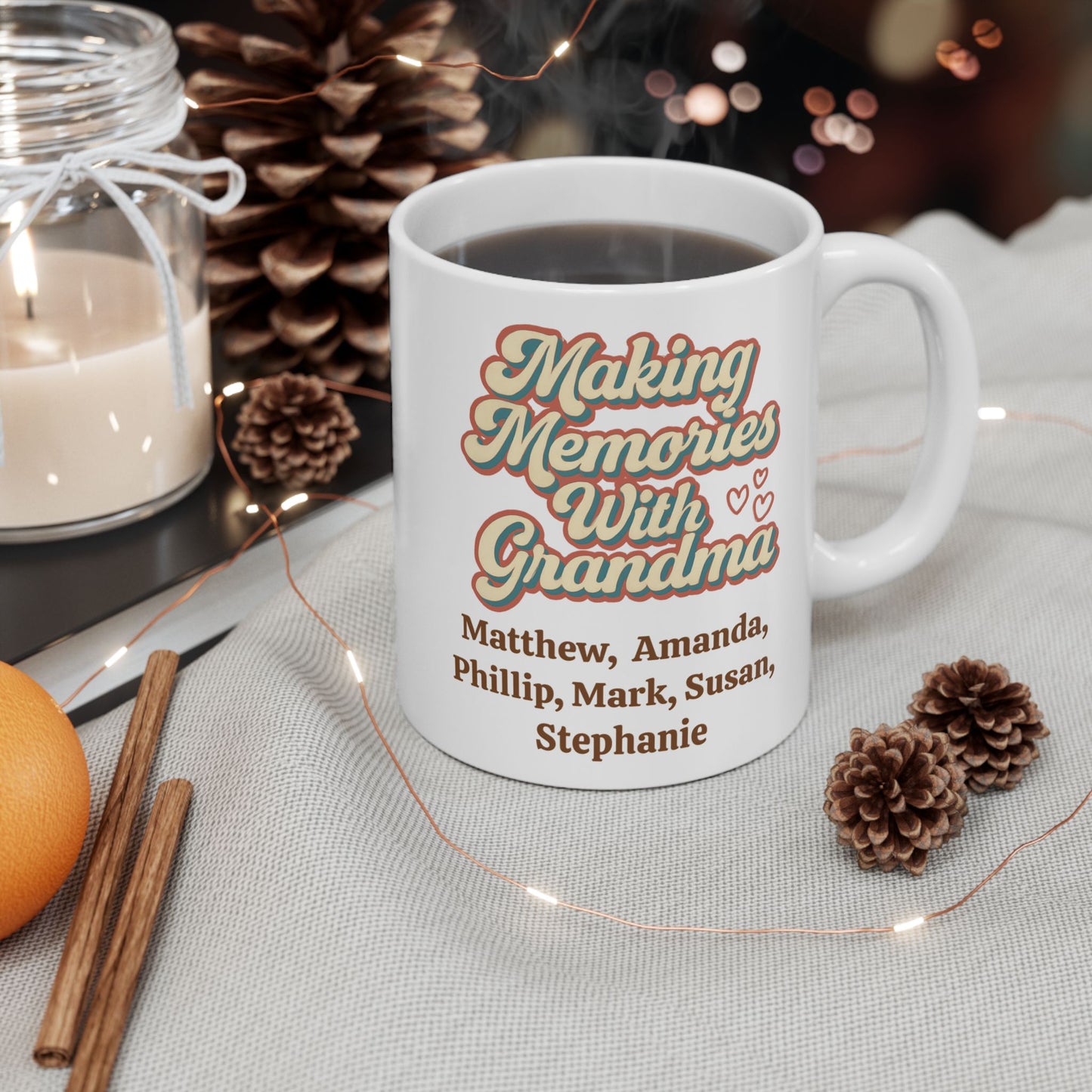 Making Memories With Grandma" Personalized Coffee Mug - Custom Grandchildren Names Gift