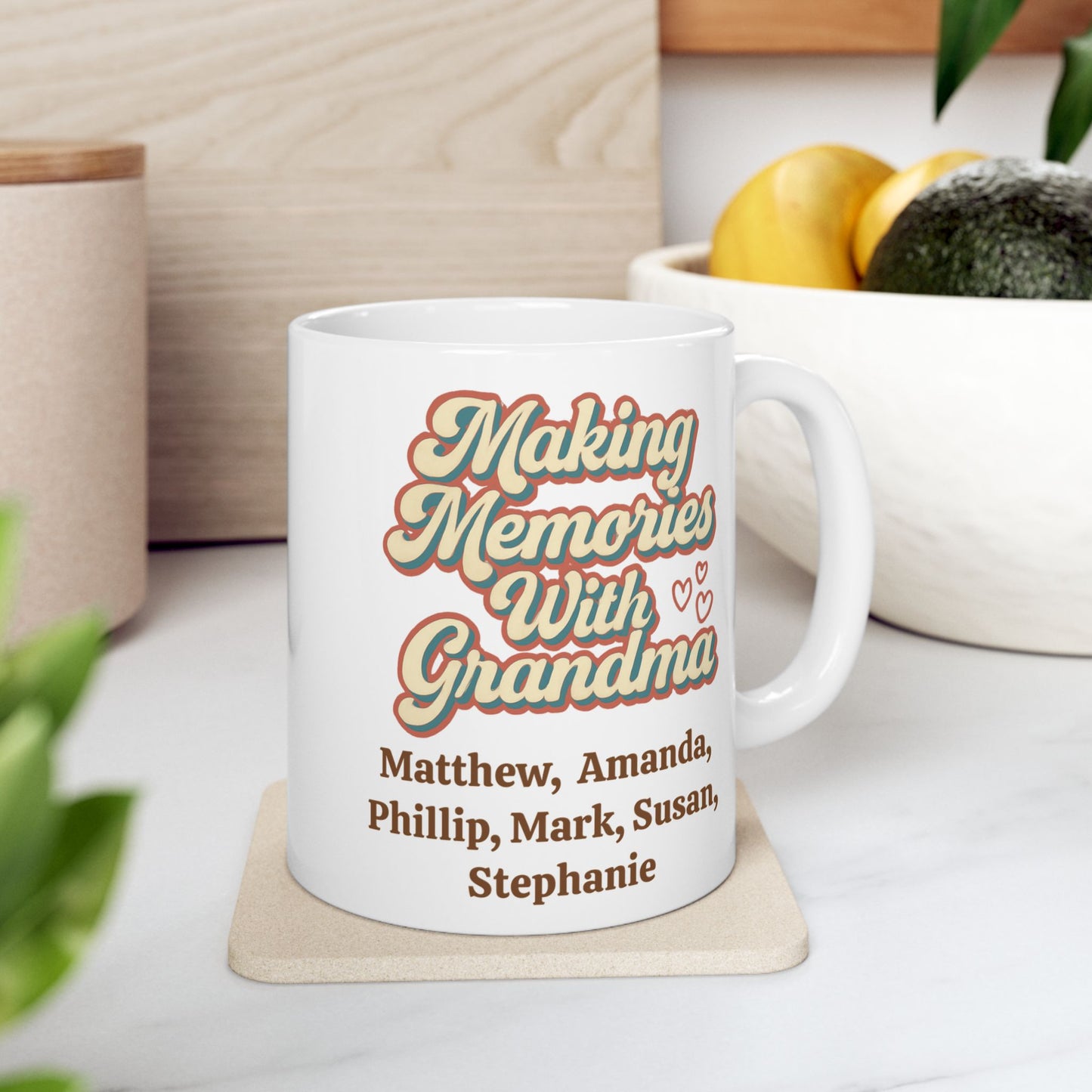 Making Memories With Grandma" Personalized Coffee Mug - Custom Grandchildren Names Gift