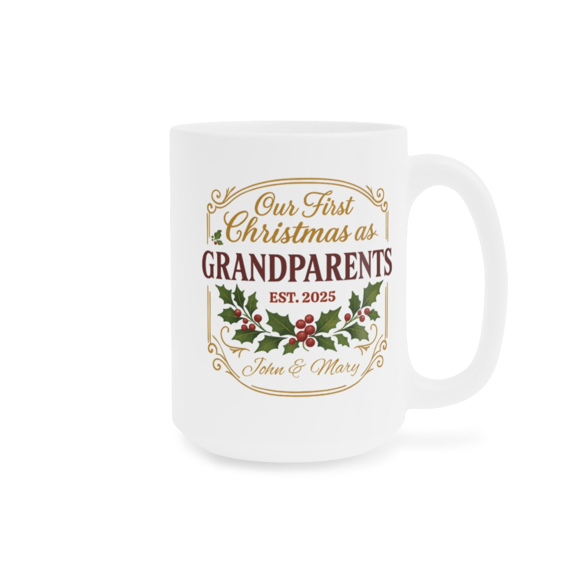 Personalized First Christmas as Grandparents 2025 Memory Mug