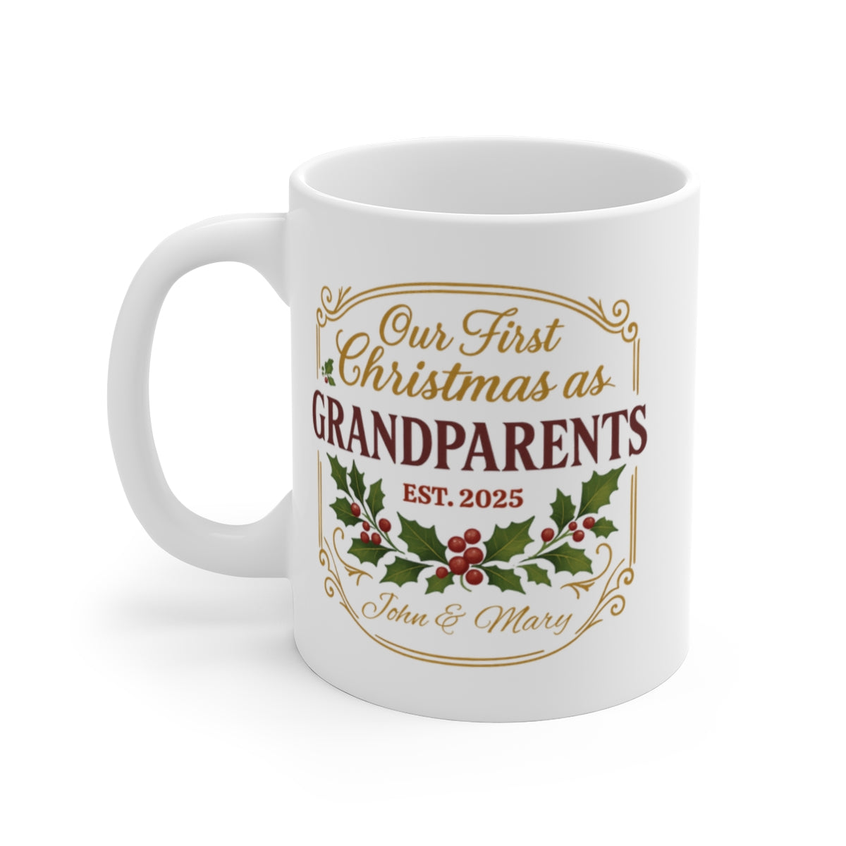 Personalized First Christmas as Grandparents 2025 Memory Mug