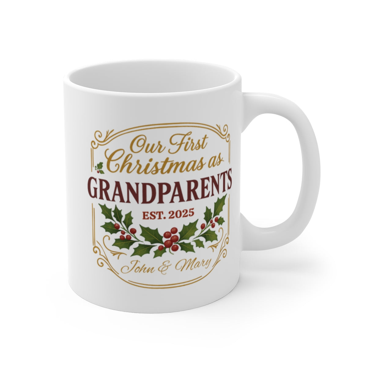 Personalized First Christmas as Grandparents 2025 Memory Mug