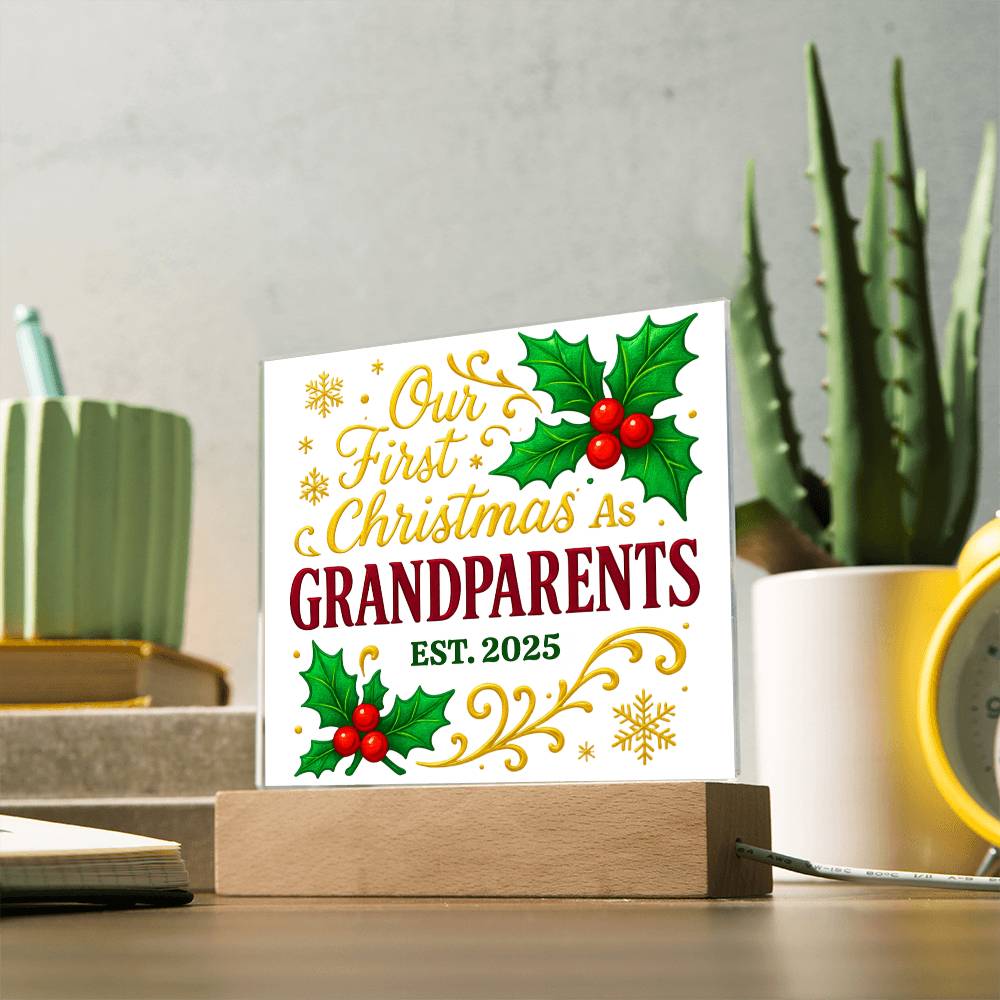 First Christmas as Grandparents 2025 - Premium LED Acrylic Display Plaque