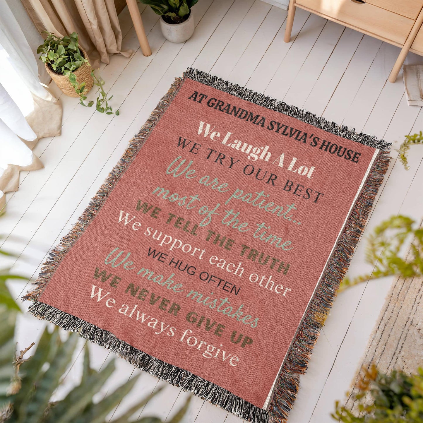 Personalized Heirloom Artwork Woven Blanket (Portrait)