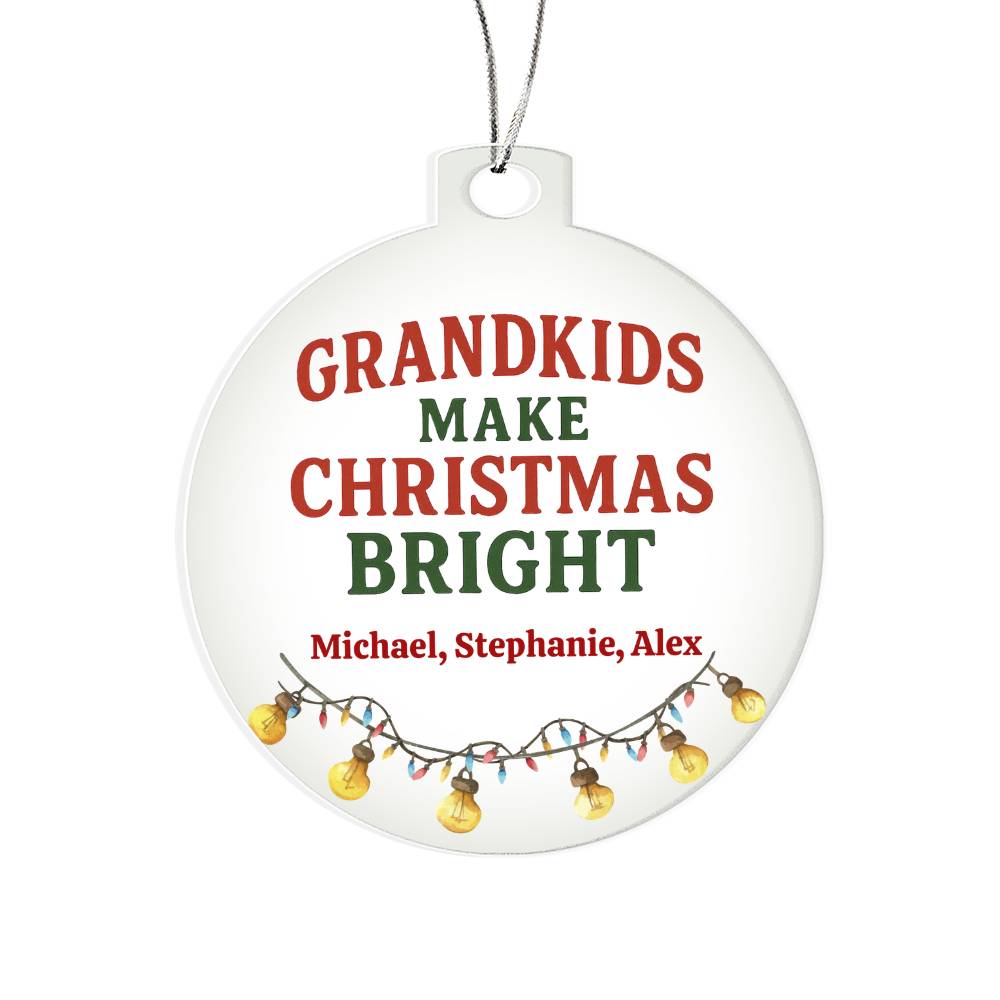 Personalized Acrylic Ornament Plaque, Grandkids Make Christmas Bright