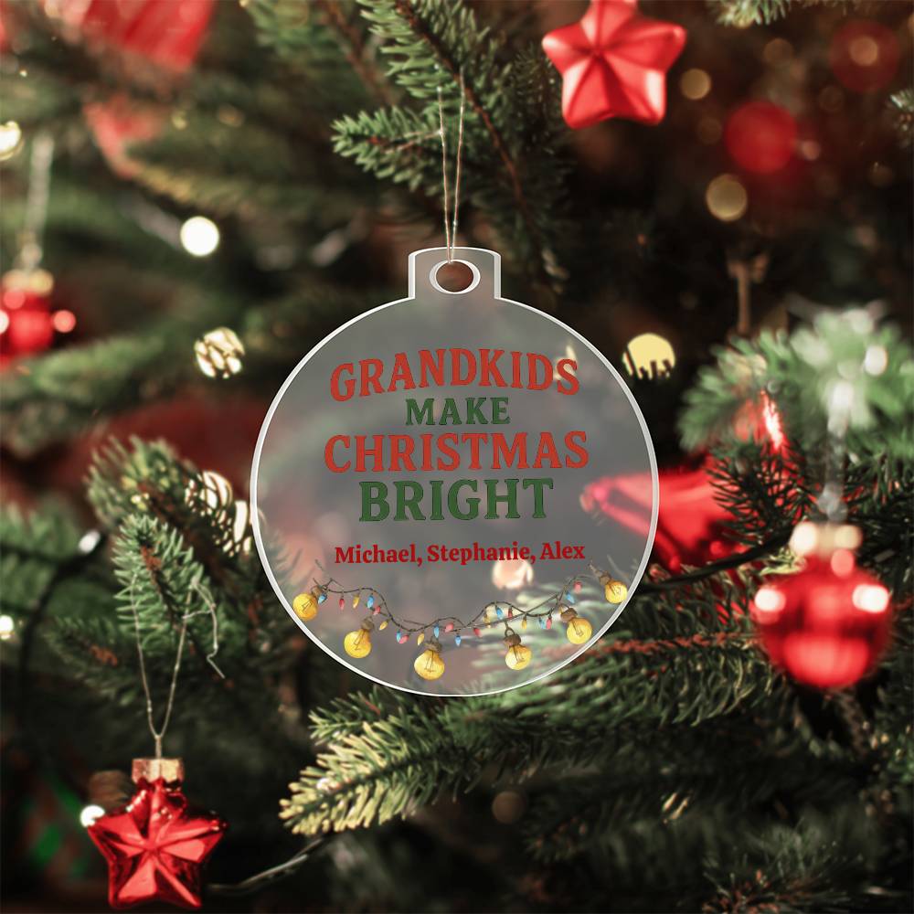 Personalized Acrylic Ornament Plaque, Grandkids Make Christmas Bright