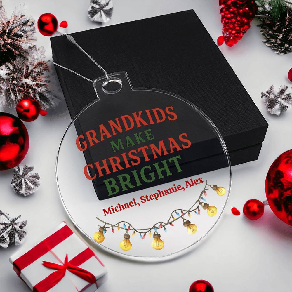 Personalized Acrylic Ornament Plaque, Grandkids Make Christmas Bright