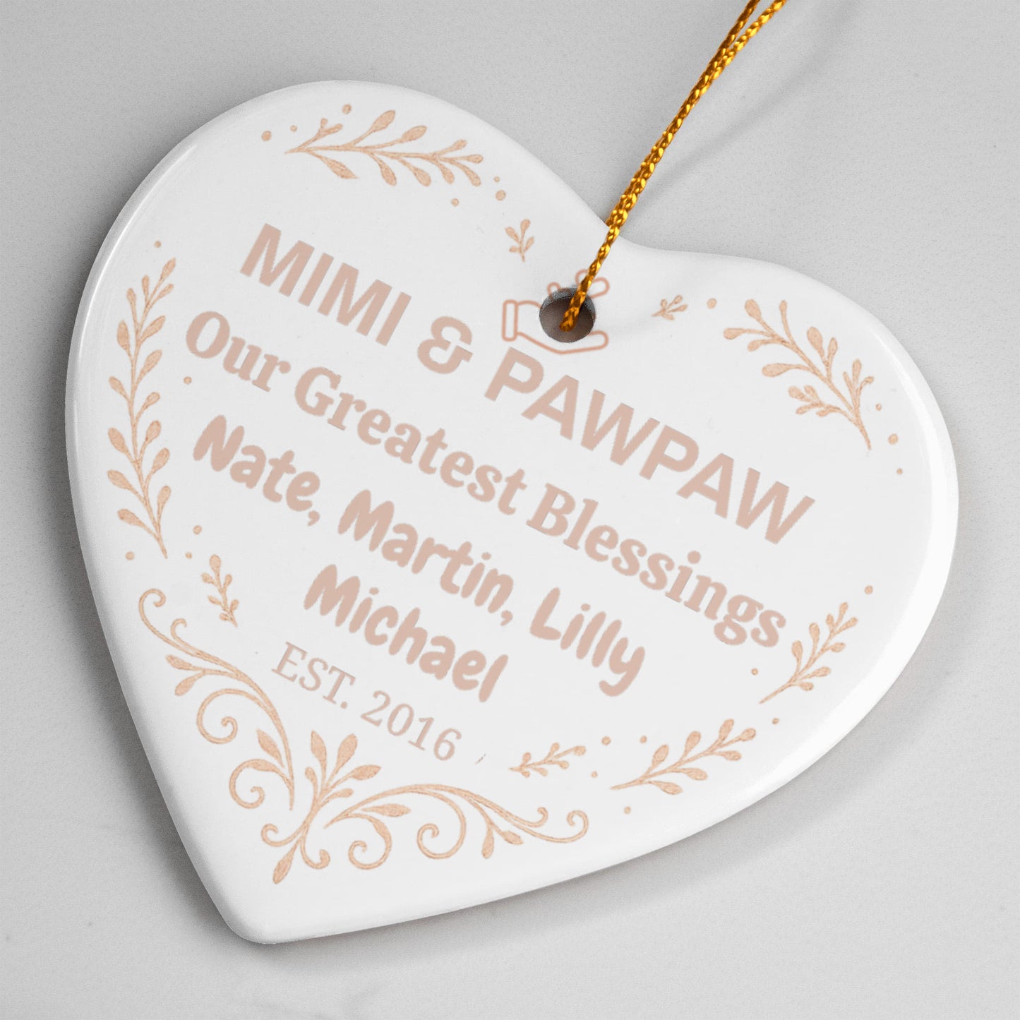 Personalized Ceramic Heart Ornament, Our Greatest Blessings