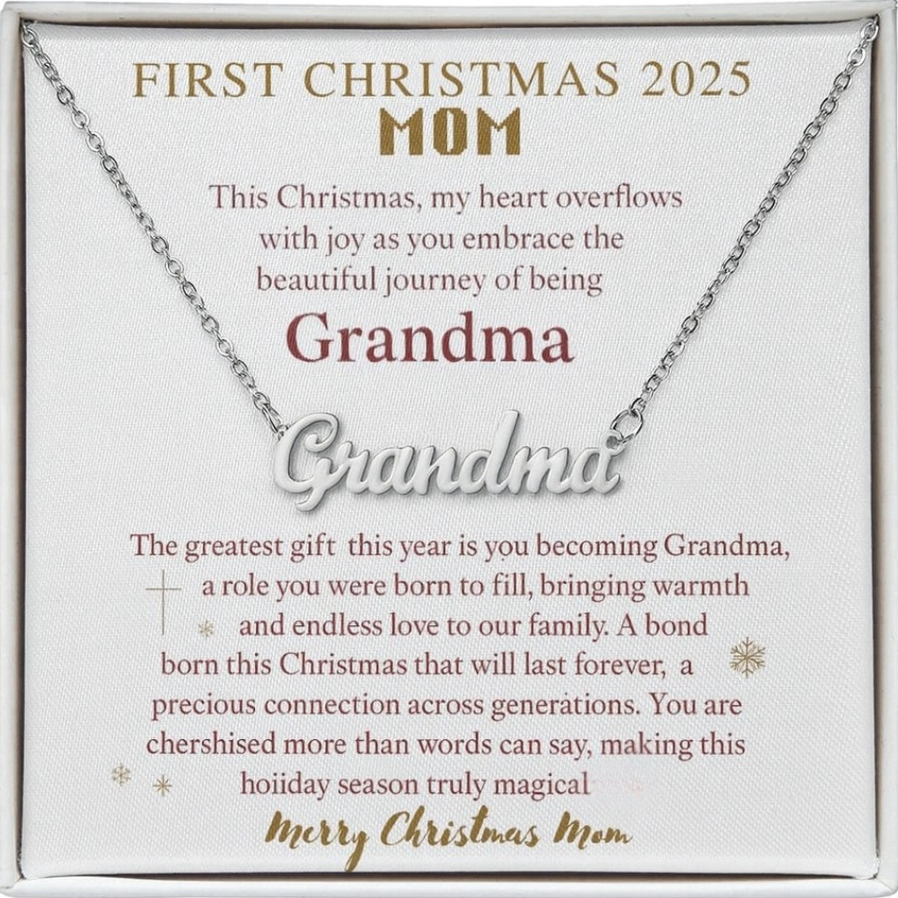 First Christmas 2025 Personalized Grandma Name Necklace - Custom Grandmother Jewelry Gift