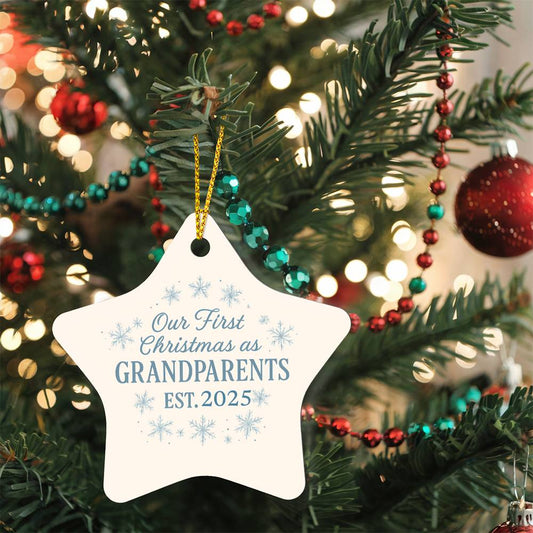 Grandparents First Christmas Personalized High Gloss Star Ornament