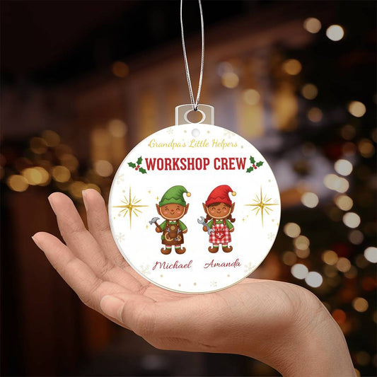 Grandpa's Little Helpers Workshop Crew - Personalized Christmas Ornament