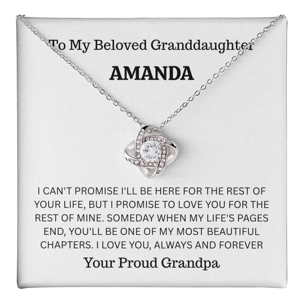 Personalized Granddaughter Love Knot Necklace – “You’ll Always Be One of My Most Beautiful Chapters” from Grandpa